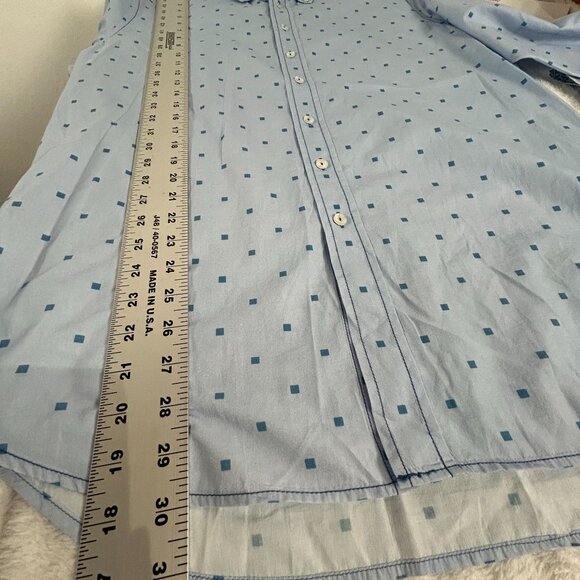 Georg Roth Los Angeles Mens XL Long Sleeve Button-Down Shirt Blue Square Print - Picture 10 of 10
